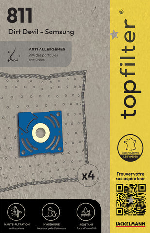 lot de 4 sacs aspirateur Topfilter compatibles avec les aspirateurs Dirt Devil et Samsung