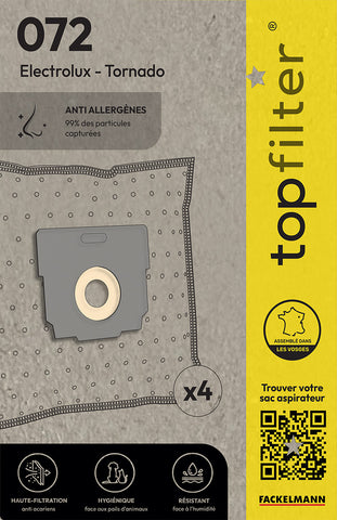 lot de 4 sacs aspirateur Topfilter compatibles avec les aspirateurs Electrolux et Tornado