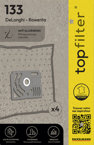 lot de 4 sacs aspirateur Topfilter compatibles avec les aspirateurs DeLonghi et Rowenta