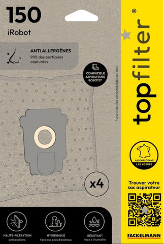 lot de 4 sacs aspirateur Topfilter compatibles avec les aspirateurs iRobot