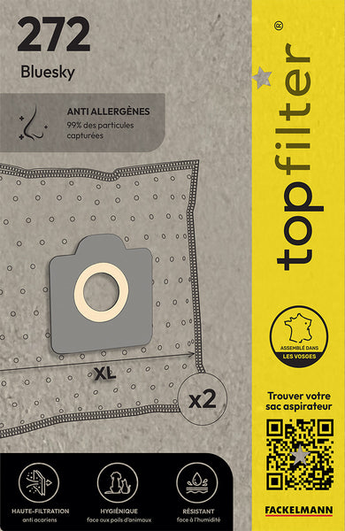 ot de 2 sacs aspirateur Topfilter compatibles avec les aspirateurs Bluesky