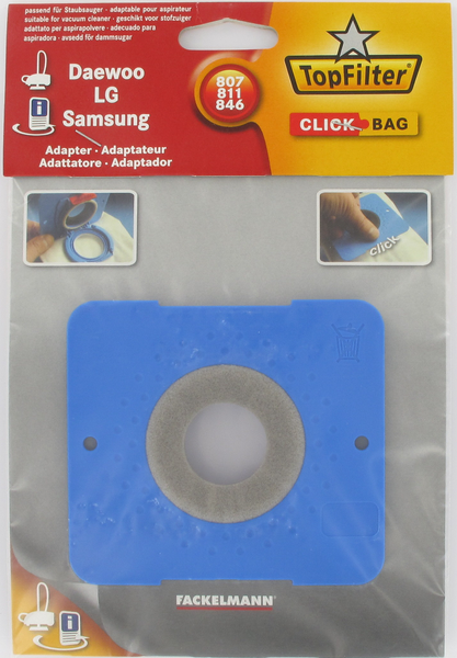 Adaptateur Click Bag AEG, Samsung 807/811/846 et 4 sacs TopFilter Click Bag 68007