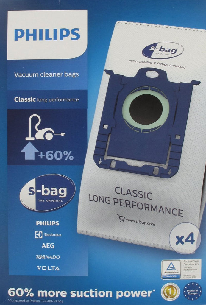 Sac Aspirateur S-bag Classic pour Electrolux Philips Tornado - 5029138 Le  lot de 4 sacs